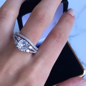 14K white gold plated sterling silver ring